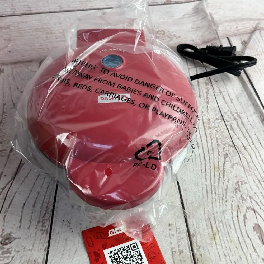 Dash Express Heart Waffle Maker Full Size Heart Shaped Waffles Red Nonstick